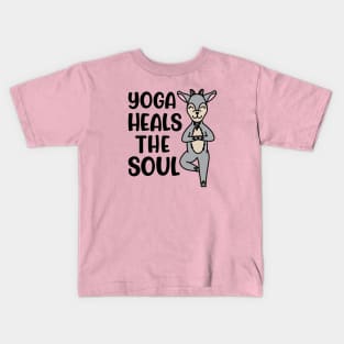 Yoga Heals The Soul Goat Yoga Fitness Cute Funny Kids T-Shirt